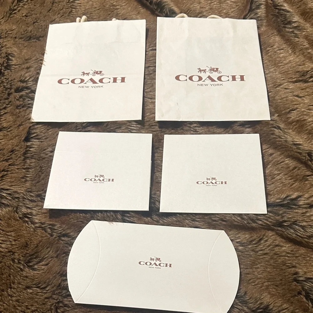 Bundle - 2 Coach Gift Bags & 3 Boxes